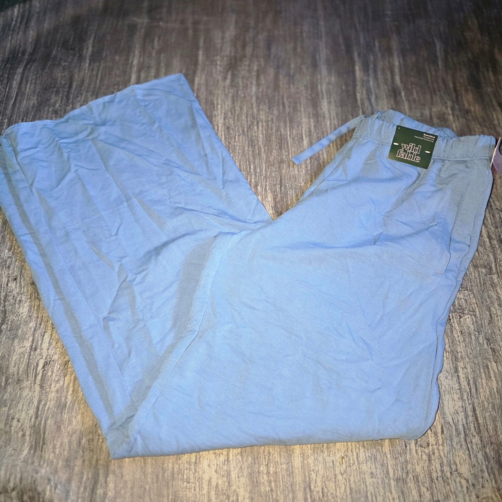 Wild Fable Womens Modal Blend Straight Leg Pants Light Blue Drawstring Small NEW